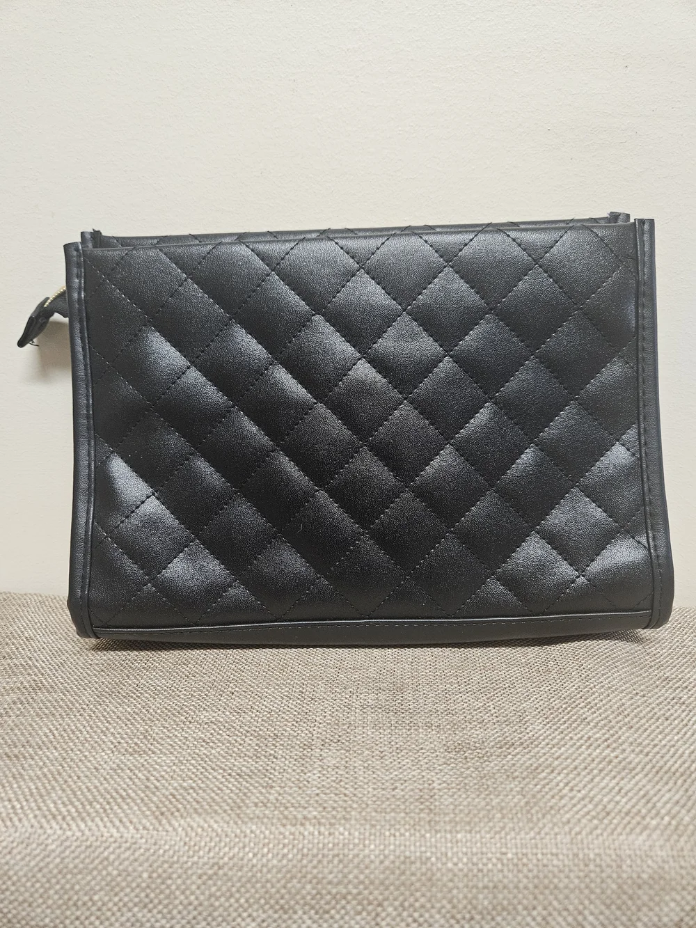 Younique Quilted Black Cosmetic Bag with Gold Plaque